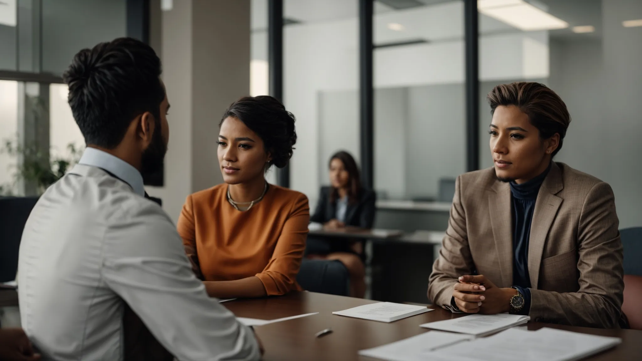 Consulta legal con un abogado de lesiones personales y una cliente.