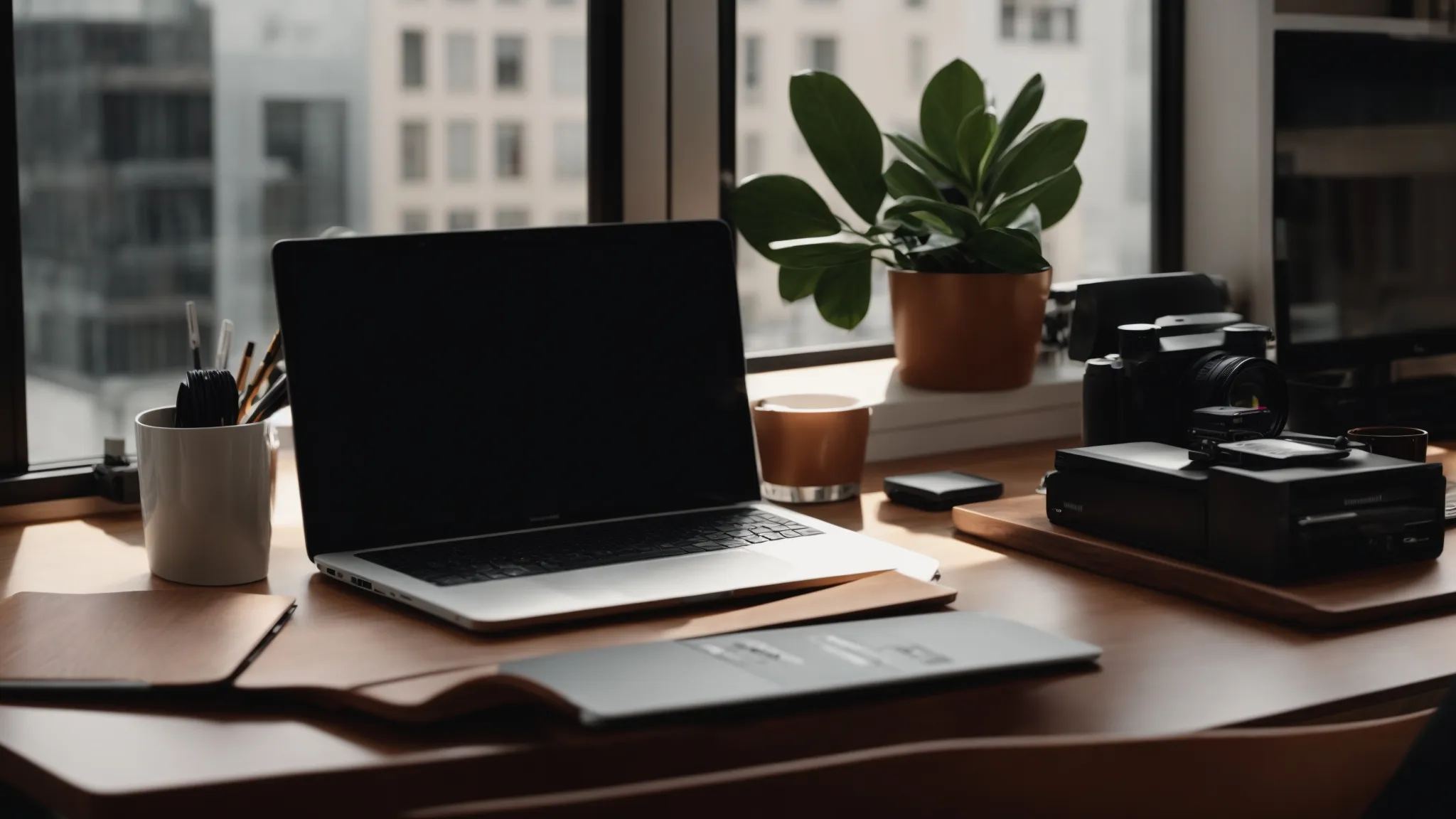 Streamlined desk setup with laptop illustrating workflow efficiency and organized workspace